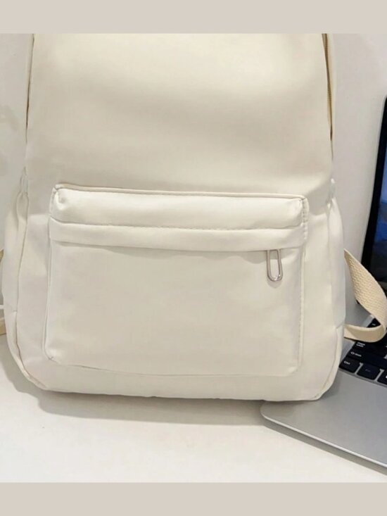 Cream Fashion Backpack with Front Zip Pocket main image 8